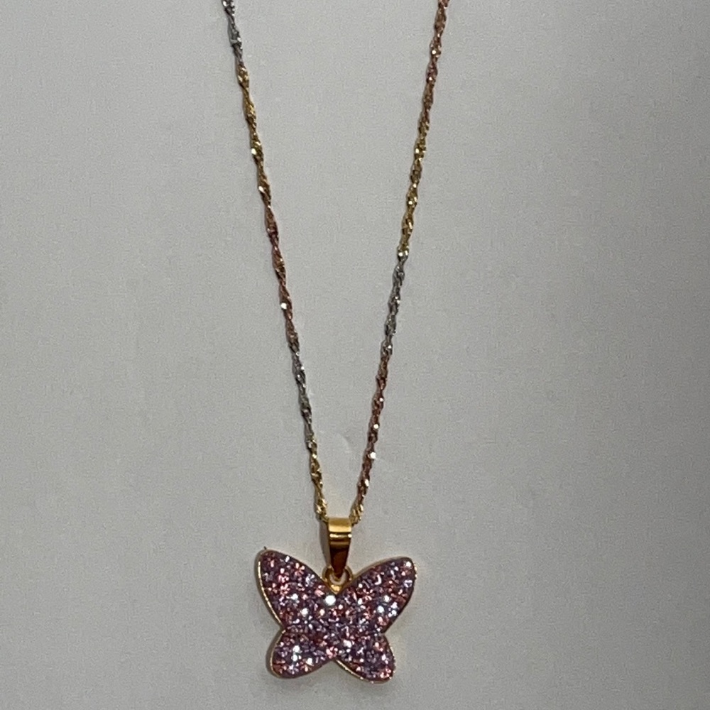 *SOLD* 925 sterling silver 10kt 3 color necklace.